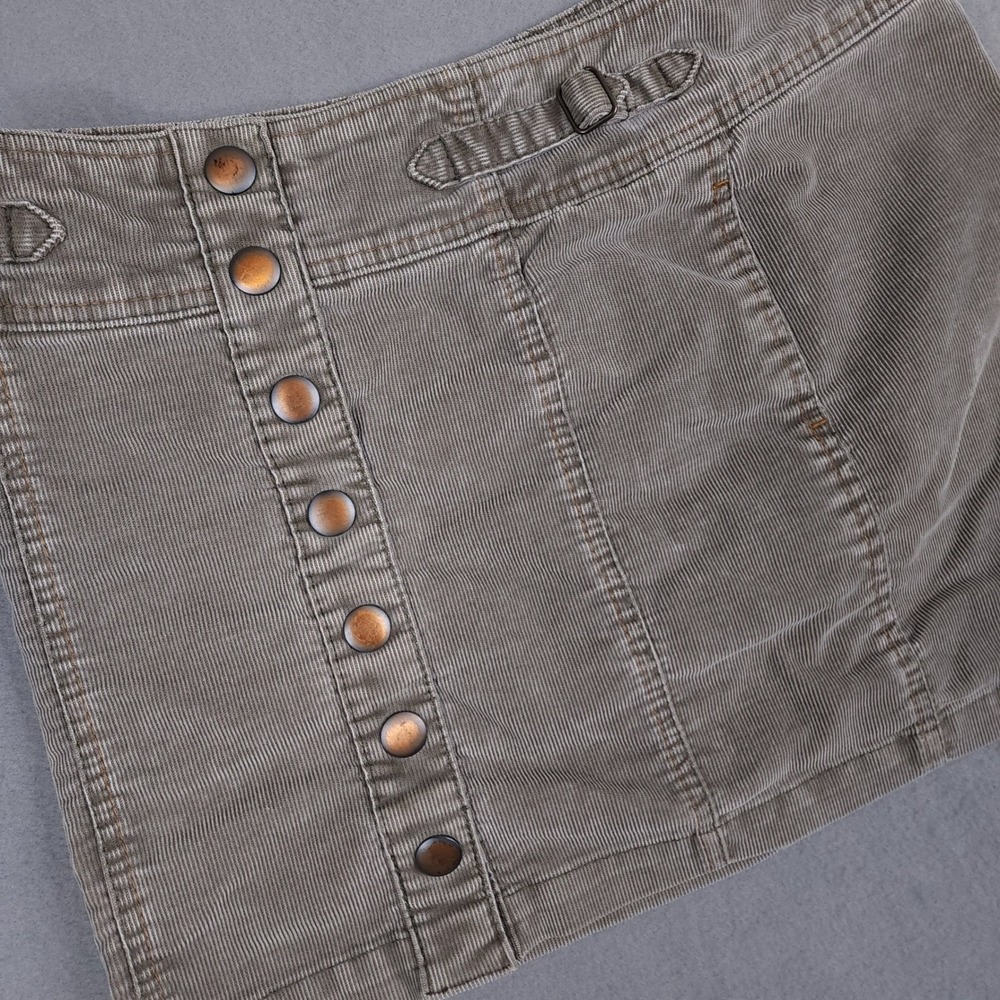 Gap Corduroy Mini Skirt 4 Brown Button Front Side Cinch Cotton Blend